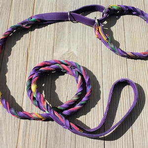 Leather Agility Lead, Leash for Dog Agility,  Martingale Leash, Tie Dye and Purple