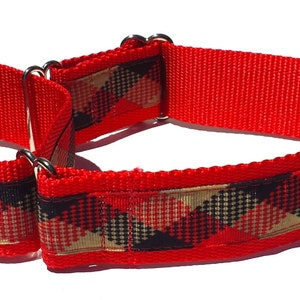1 1/2&quot; Red and Black Plaid Martingale Collar