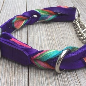 Leather Martingale, Braided Leather Martingale, Custom Leather Dog Collar, 1&quot;, 3/4&quot;  wide.