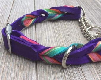 Leather Martingale, Braided Leather Martingale, Custom Leather Dog Collar, 3/4", 5/8" wide.