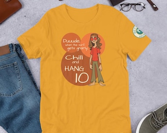 Chill and Hang 10 Unisex T-Shirt | Funny Surfer Good Vibes Tee | BetwixtWorld