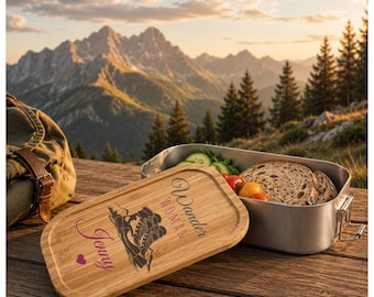 Lunchbox | Brotdose | mit Namen personalisierbar | 1100 ml | Wander Woman | Brotdose für Schule, Arbeit, Freizeit & Outdoor Aktivitäten