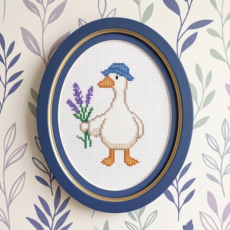 Lavender Goose Cross Stitch Pattern PDF – Floral Bird Embroidery Chart ...