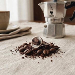 Handmade Silver Coffee Bean Ring, Unique Adjustable Statement Ring, Rustic Nature Inspired Jewelry, Gift Foodie Barista Coffee Lover, Custom