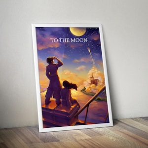 Pôster "Rumo à Lua" | Arte de Parede de Jogo Indie | Impressão de Videogame | Decoração Aconchegante para Gamers | Pôster para Quarto Gamer | Presente para Gamers