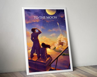 To the Moon Poster | Indie Game Wandkunst | Videospiel Druck | Gemütliches Gaming Dekor | Gamer Zimmer Poster | Geschenk für Gamer