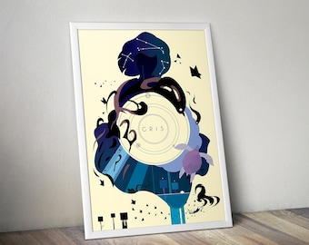 Gris Spiel Poster | Indie Game Wandkunst | Videospiel Druck | Gemütliches Gaming Dekor | Gamer Zimmer Poster | Geschenk für Gamer