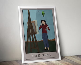 Die Sims Tarot Poster | Indie Game Wandkunst | Videospiel Druck | Gemütliches Gaming Dekor | Gamer Zimmer Poster