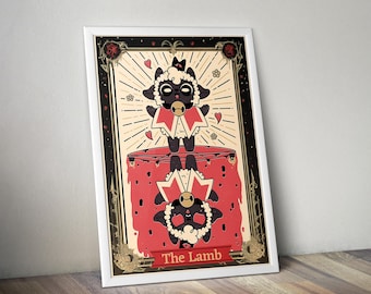 Kult des Lammes Tarot Poster | Indie Game Wandkunst | Videospiel Druck | Gemütliches Gaming Dekor | Gamer Zimmer Poster