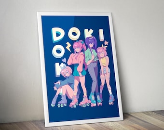 Doki Doki Literaturclub Poster | Indie Game Wandkunst | Videospiel Druck | Gemütliches Gaming Dekor | Gamer Zimmer Poster | Geschenk für Gamer