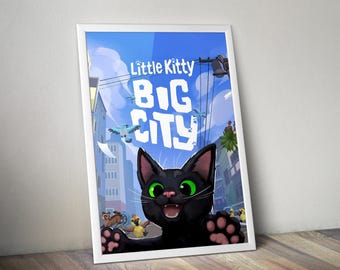 Kleines Kätzchen Großstadt Poster | Indie Game Wandkunst | Videospiel Druck | Gemütliches Gaming Dekor | Gamer Zimmer Poster | Geschenk für Gamer