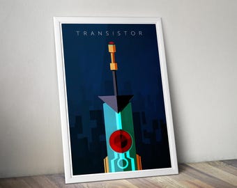 Transistor Game Poster | Indie Game Wall Art | Video Game Print | Cozy Gaming Decor | Gamer Room Poster | Gift for Gamers