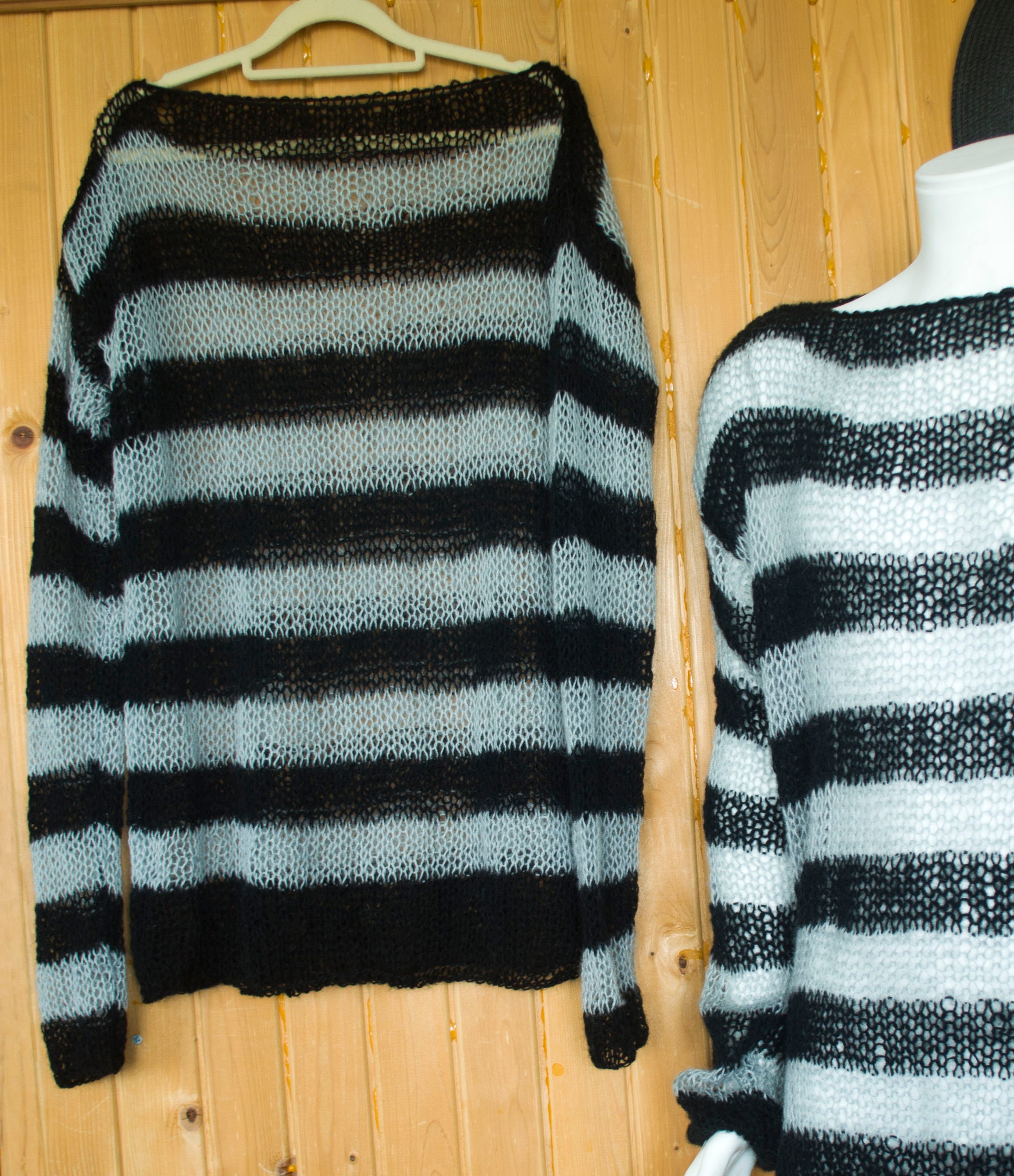 Black and Gray Striped Punk Mohair Sweater, Striped Jumper, 90s ...