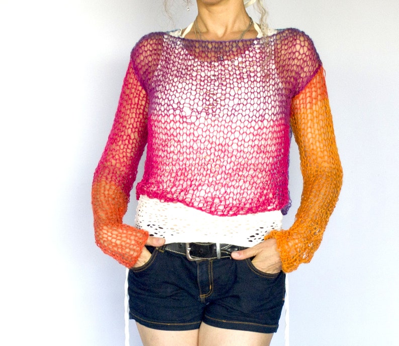 sheer sleeve crop top