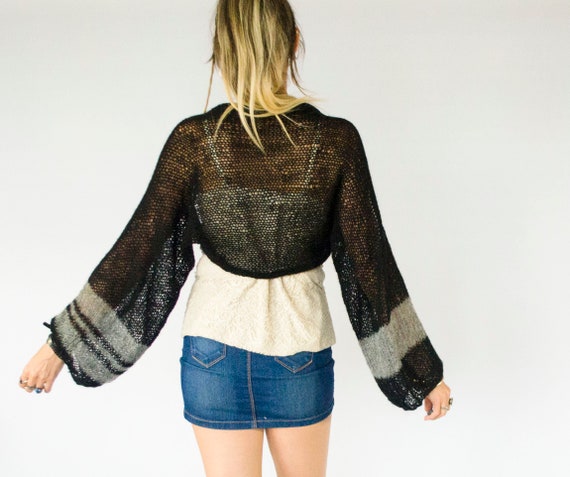 Black Hand Knit Shrug Cardigan for 