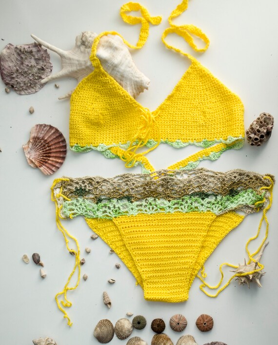 Yellow bikini cheap set
