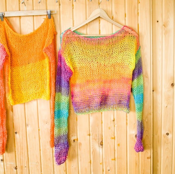 Hand Knit Mohair Sweater Sheer Mohair Top See Through Crop - Etsy