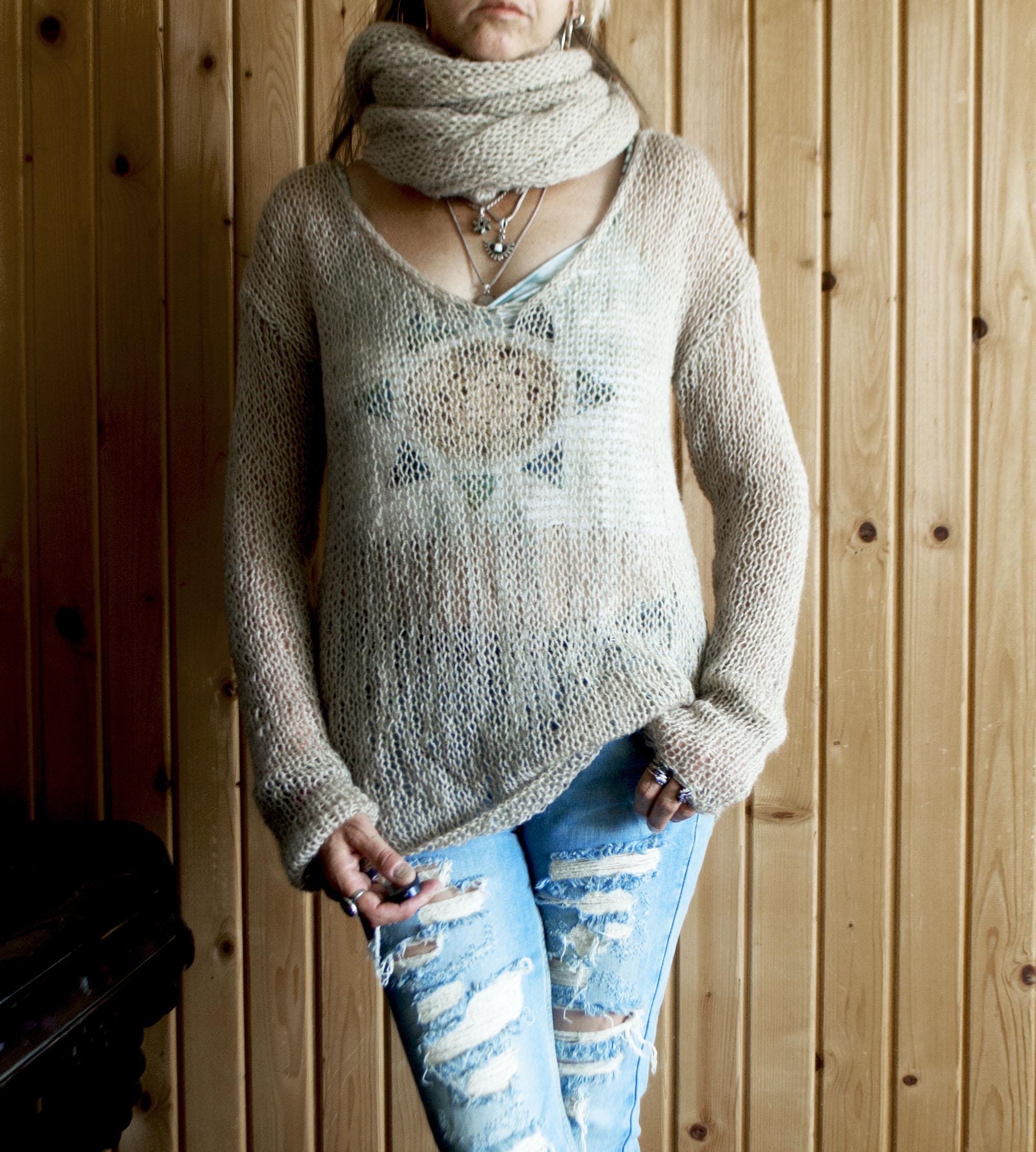 トップス Mohair Sheer V-Neck Knit Pullover Womens Mohair V Neck Sweater| Boho Clothing – Sophie & Hailee