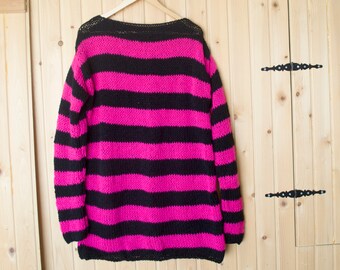 black and pink striped jumper