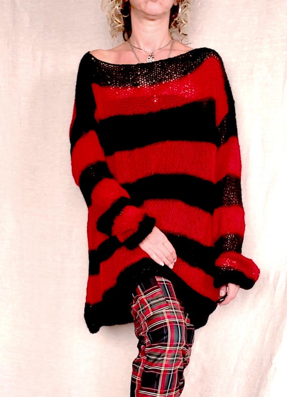 トップス layered punk grunge mohair knit sweater layered punk grunge mohair knit sweater