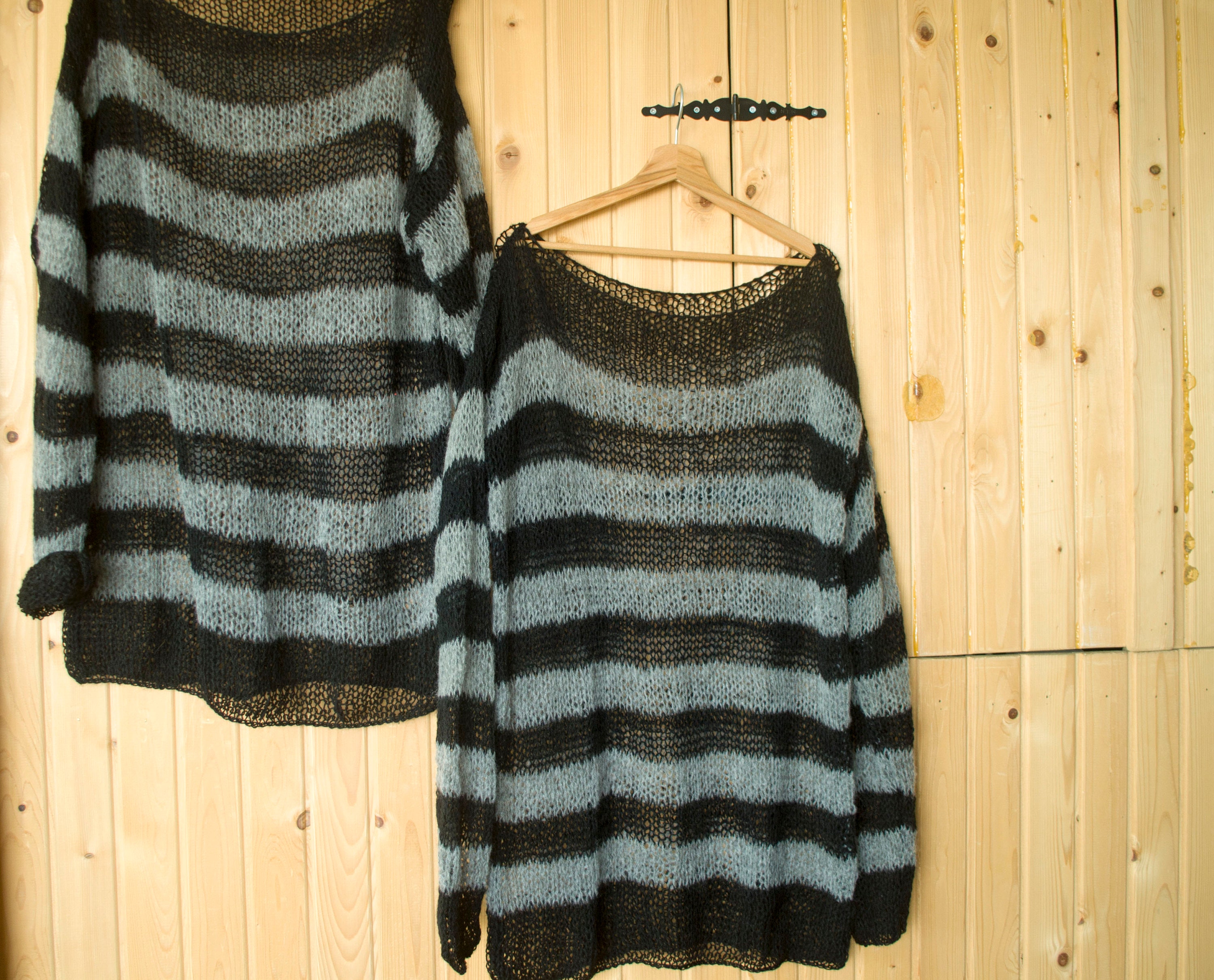 Black and Gray Striped Top, Mohair Sweater, Punk Mohair Jumper, See Through Striped Jumper, 90s Grunge, Punk, Rave, by Myaqua - Etsy Black and Gray Striped Top, Mohair Sweater, Punk Mohair Jumper, See Through Striped Jumper, 90s Grunge, Punk, Rave, by Myaqua - Etsy