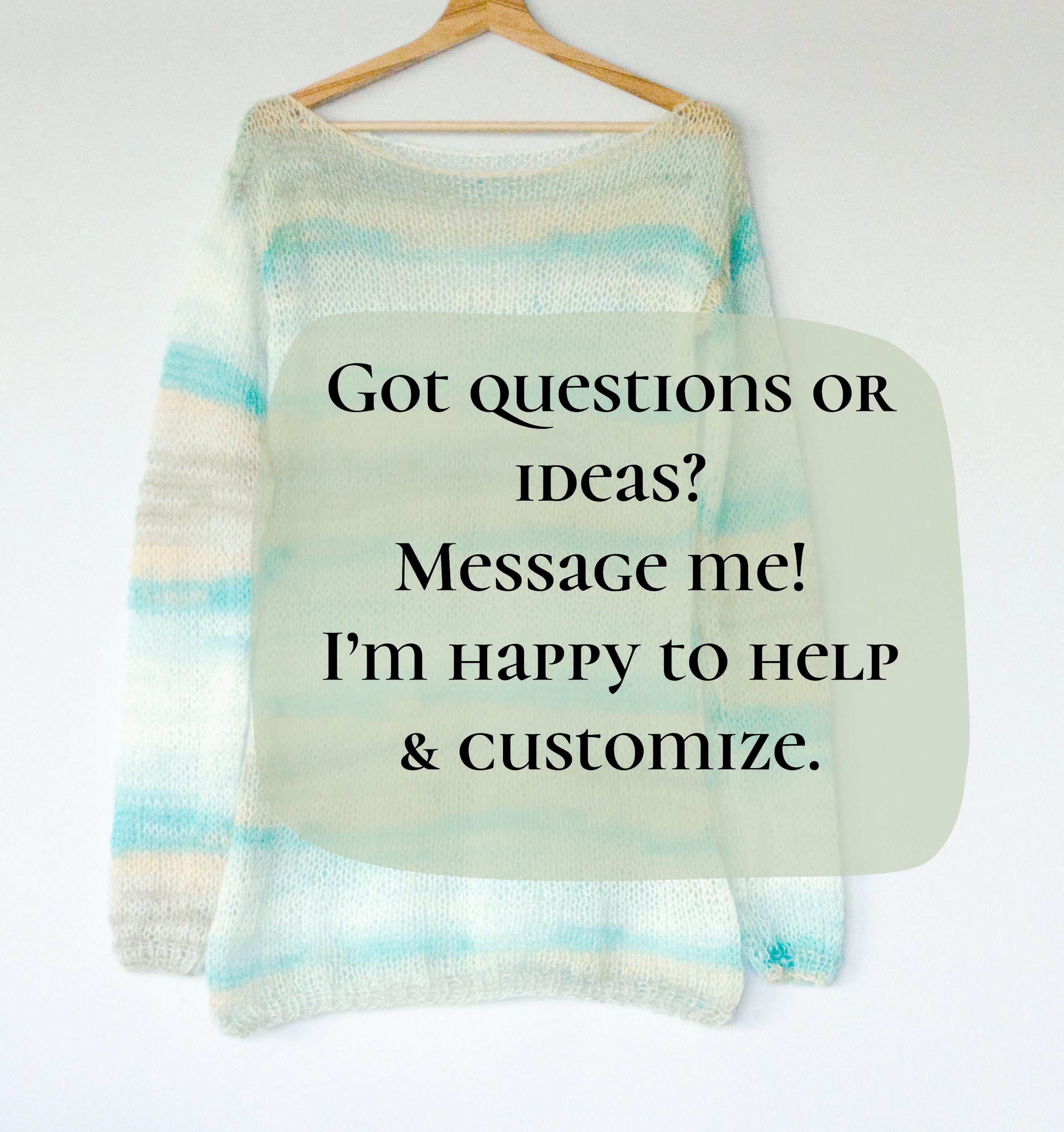 Sheer Mohair V-neck Sweater, Extra Long Sleeve Layered Knit Jumper