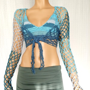 Crochet Fishnet Bolero, Mesh Beach Cover Up, Sheer Festival Shrug, Open Knit Summer Cardigan, Boho Mesh Layering Top