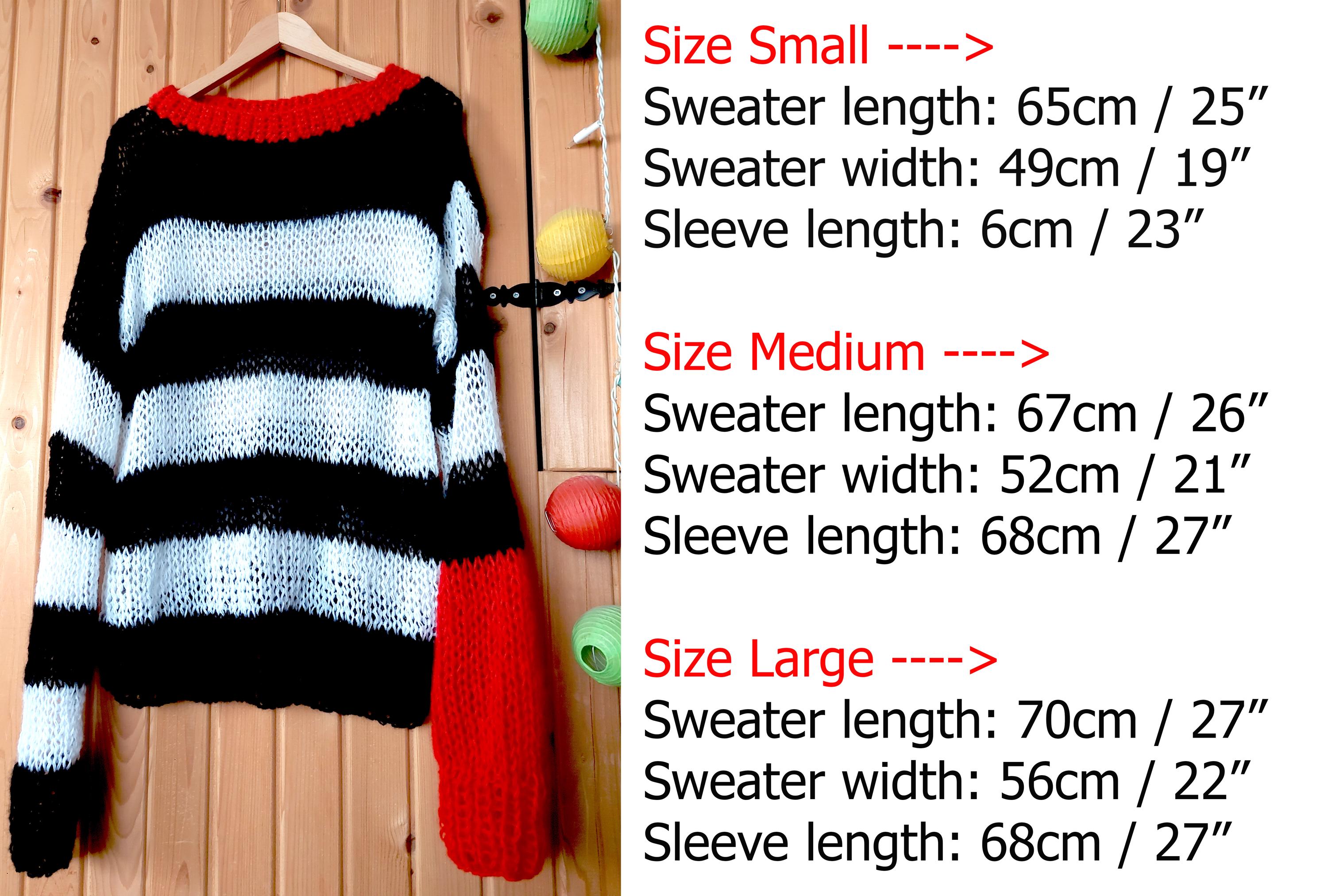 トップス layered punk grunge mohair knit sweater Grunge Black White Striped Mohair Knit Sweater, Handmade
