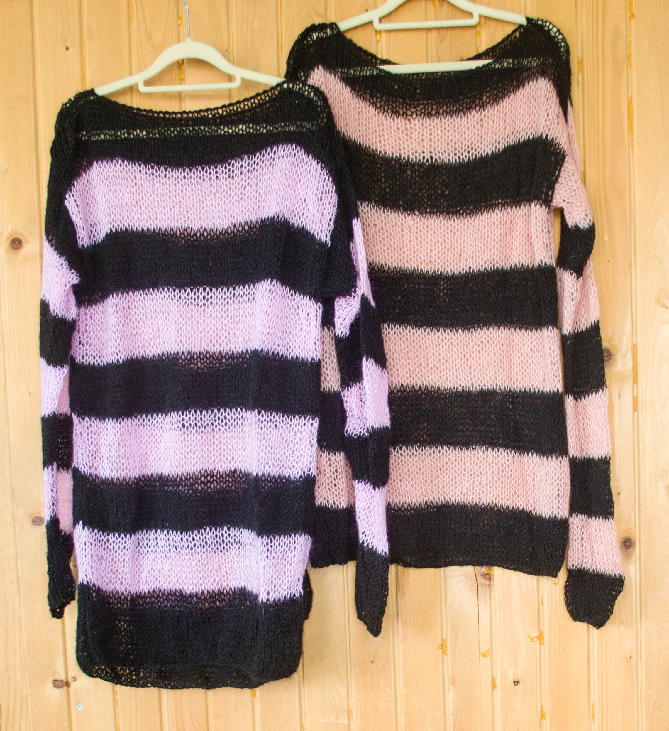 Pink black striped sweater sale