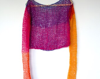 Leinwande Mohair Mixed Fringe Top Bustier Sweater Vests