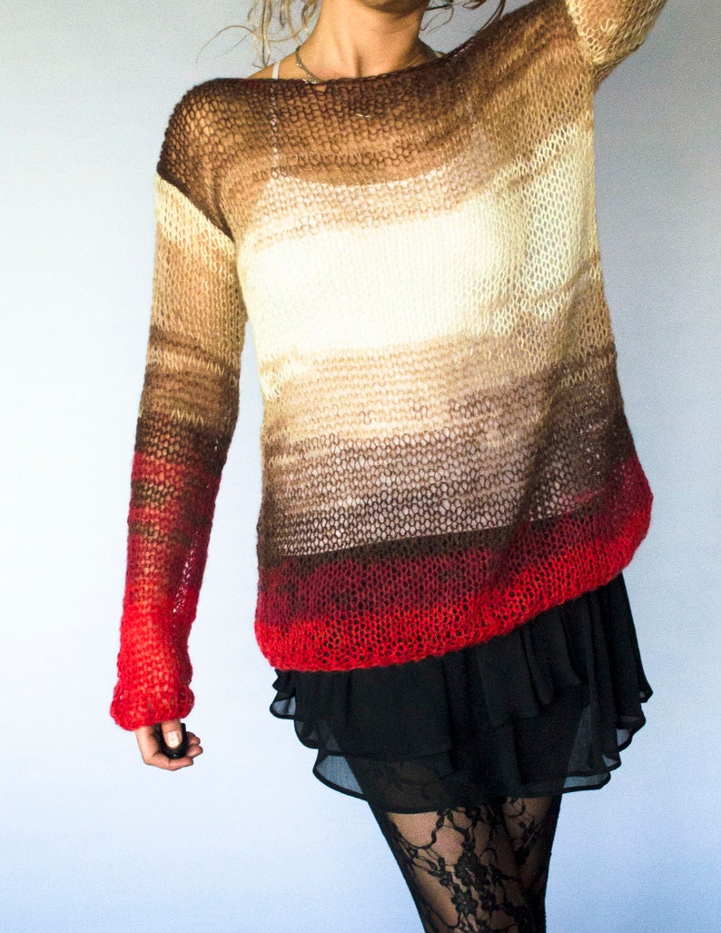 Loose Knit Mohair Sweater in Bohemian Colors Grunge Baggy Etsy