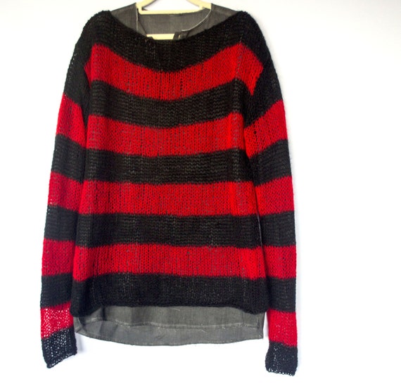 Oversized Knitted Rock Band Sweater Black