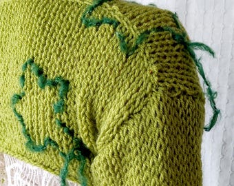 Zielony sweterek na szyję, krótkie bolerko w kolorze limonkowym w stylu kawaii Y2K, ręcznie robiony sweter w stylu niebiańskim, haftowane bolerko w gwiazdki Fairycore, krótki sweter Cottagecore