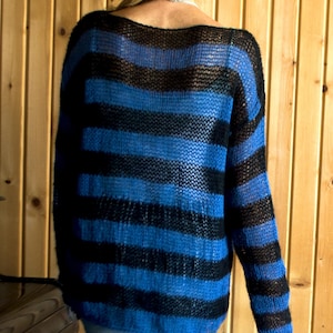 Cotton Mesh Sweater Wth Long Sleeves, Black Loose Knit