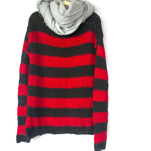 Kurt Cobain Sweater Grunge Red and Black Striped Jumper - Etsy