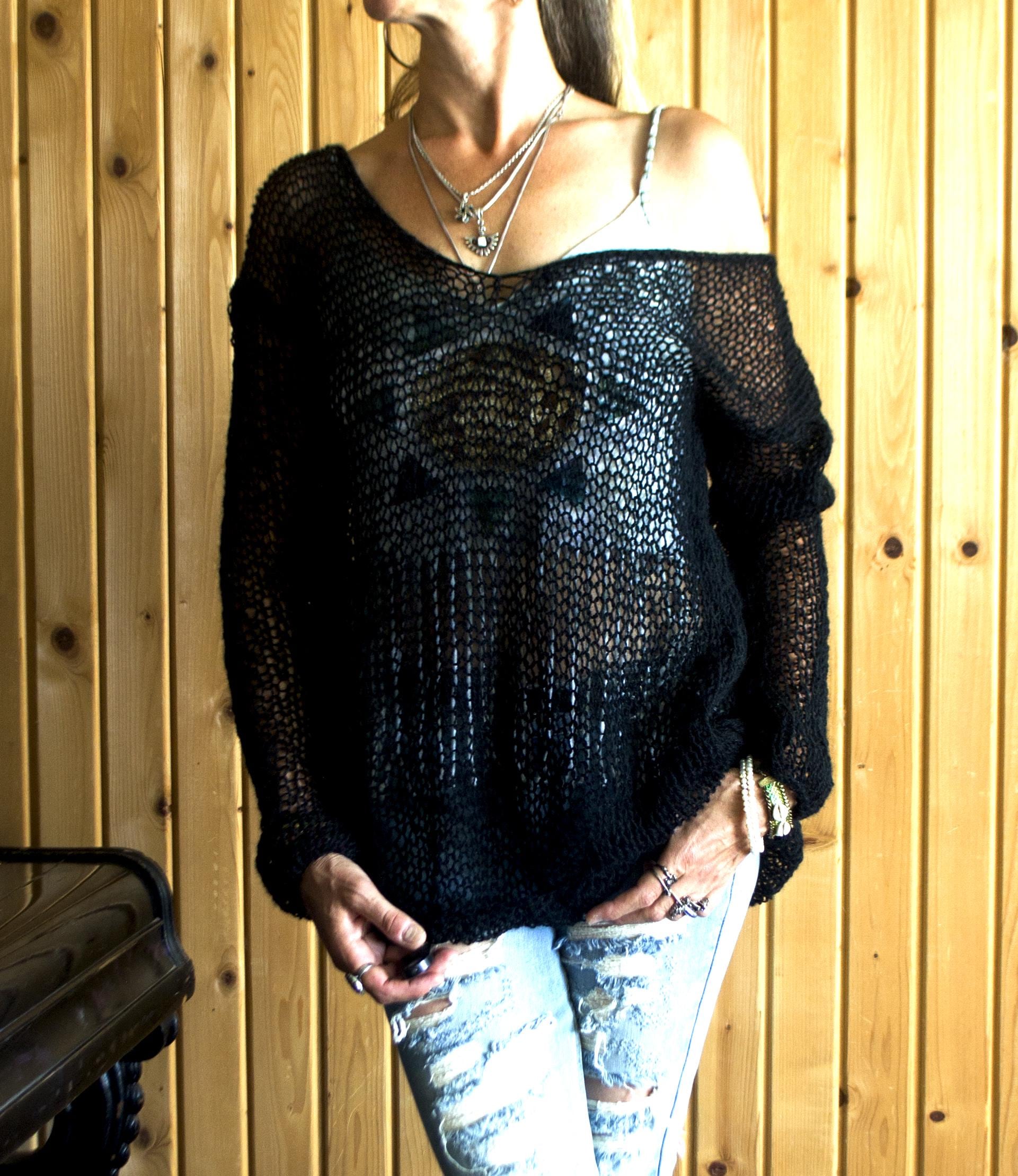 Distressed Black V Neck Sweater - Etsy