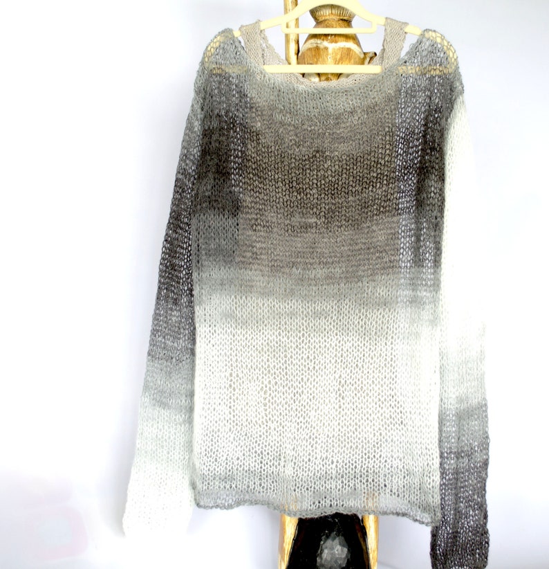 Black and White Off the Shoulder Grunge Sweater _ Oversized Jumper _ Gothic _ Pastel Goth _ Steampunk, by myAqua image 3