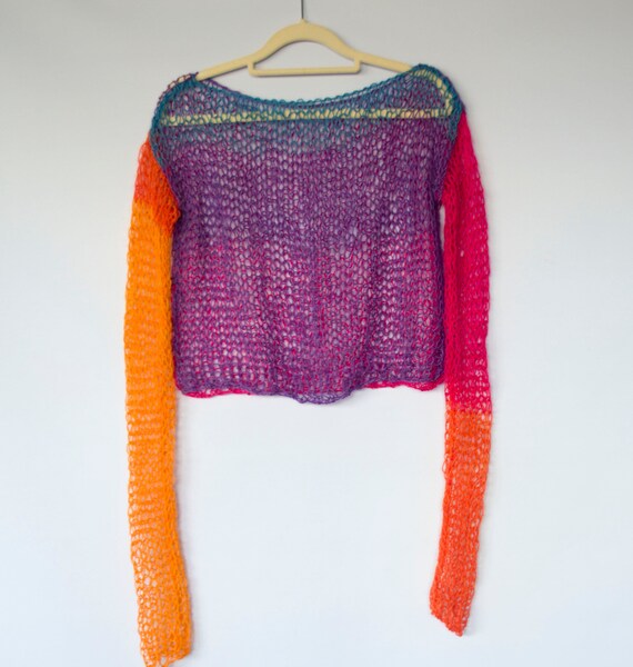 See Through Sweater Boho Mesh Top Long Sleeve Sheer Jumper