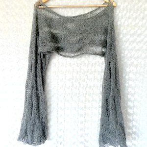 Cropped Sweater, Cropped Shrug, Loose Knit Mohair Sweater Shrug, Boho Fashion, by myAqua image 2