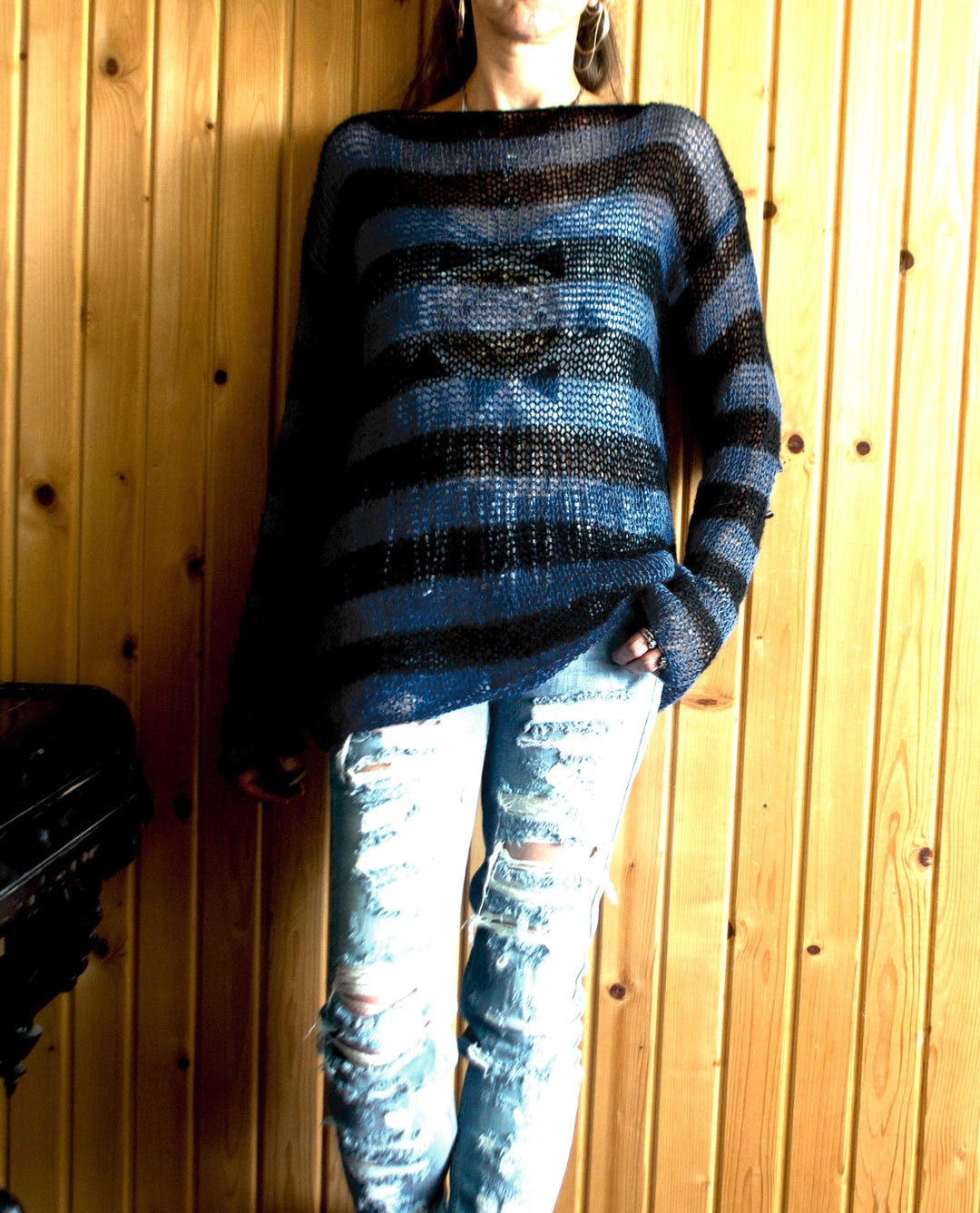 Sweater Rayado Outfit Jumper Rayas Suéter De Mohair Grunge, Suéter