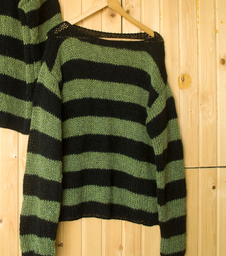 Striped Sweater Uniform Green and Black Stripey Jumper - Etsy