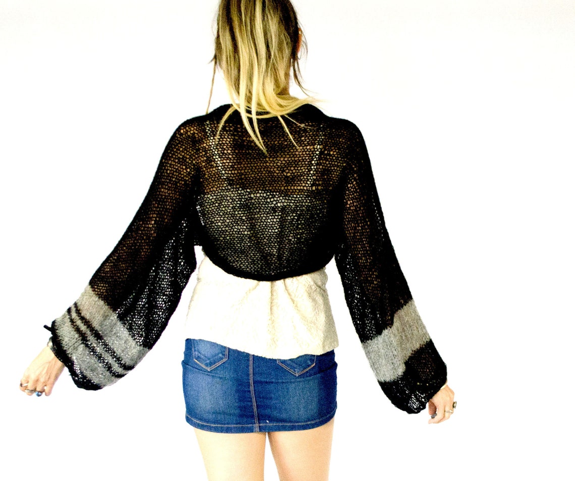 Black Shrug Cardigan for Women Loose Knit Mohair Shrug Etsy