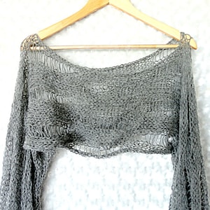 Cropped Sweater, Cropped Shrug, Loose Knit Mohair Sweater Shrug, Boho Fashion, by myAqua image 3