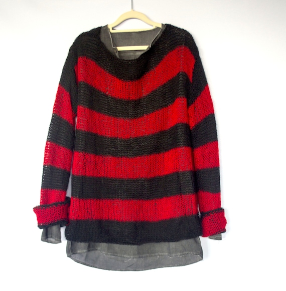 LV SS17 Impala mohair sweater in red black pink & blue SIZE:XXS/M