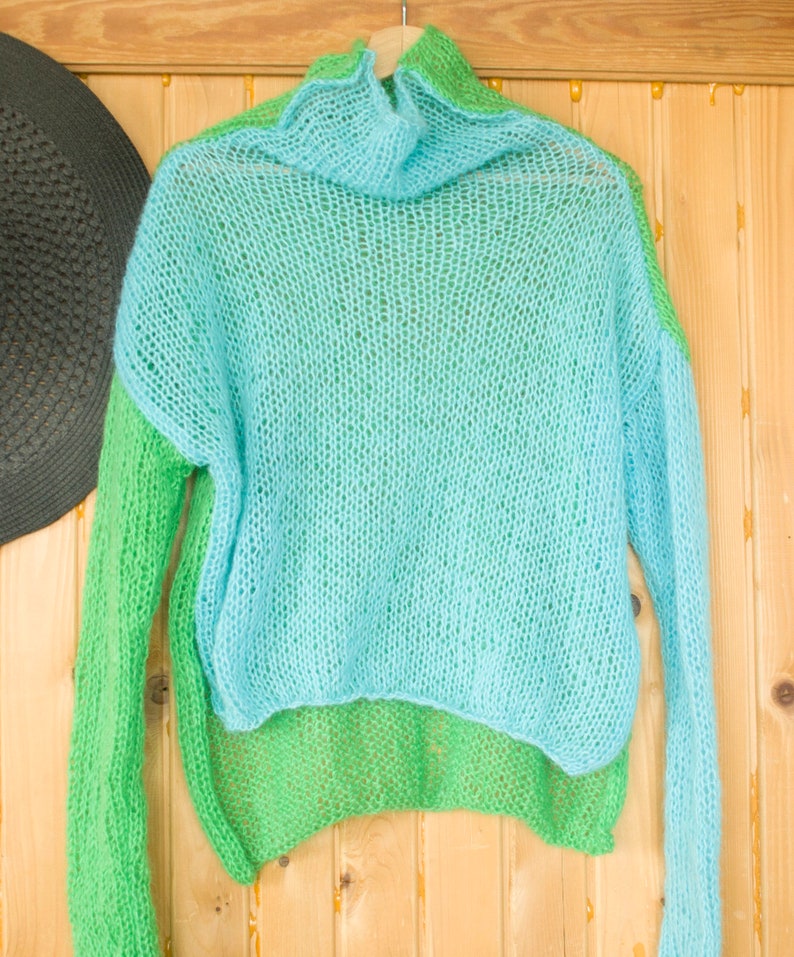 Two Color Mohair Sweater Boho Fall Sweater Mohair Jumper Etsy