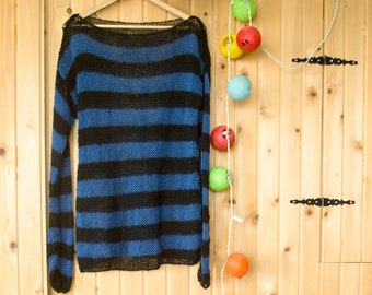 Striped Baggy Sweater, Red Black Punk Jumper, 90s Grunge Clothing, Mohair See Through Oversize Knit Top, Man Mohair Sweater, by Myaqua - Etsy Striped Baggy Sweater, Red Black Punk Jumper, 90s Grunge Clothing, Mohair See Through Oversize Knit Top, Man Mohair Sweater, by Myaqua - Etsy