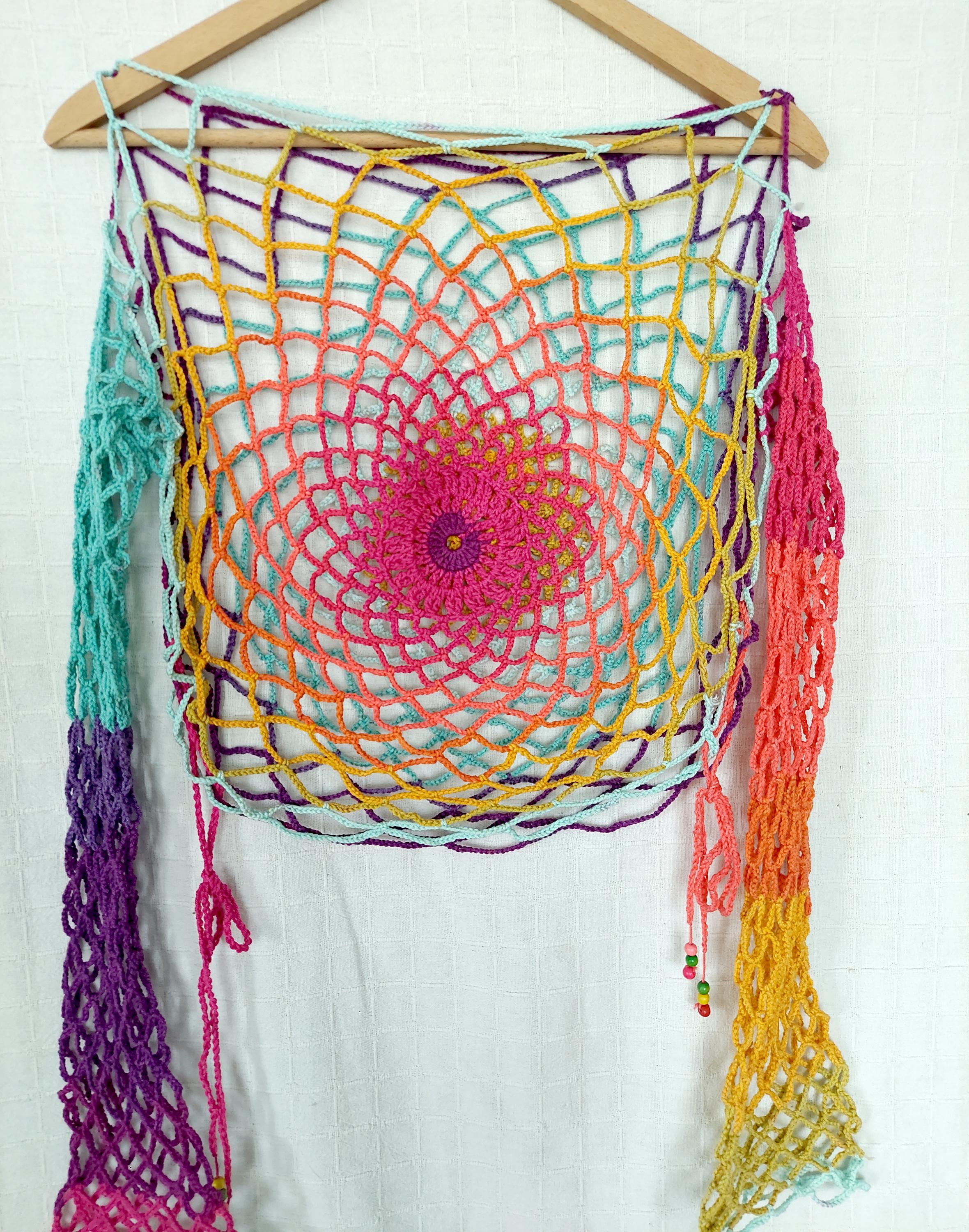 Rainbow Bolero, Open Mesh See Through Rave Top, Sheer Mesh Shirt With ...