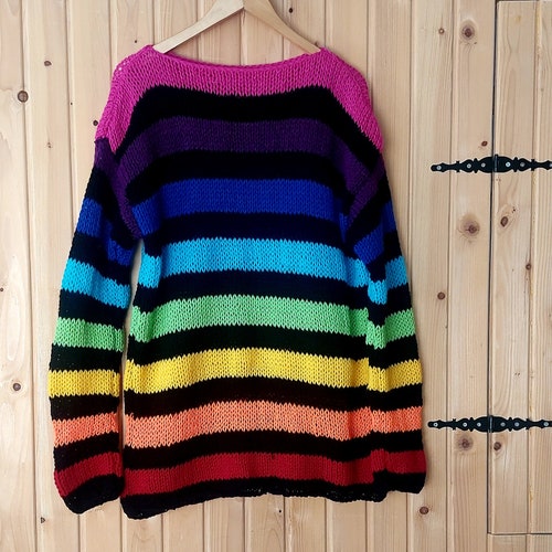 Striped Rainbow Sweater Nonbinary Punk 
