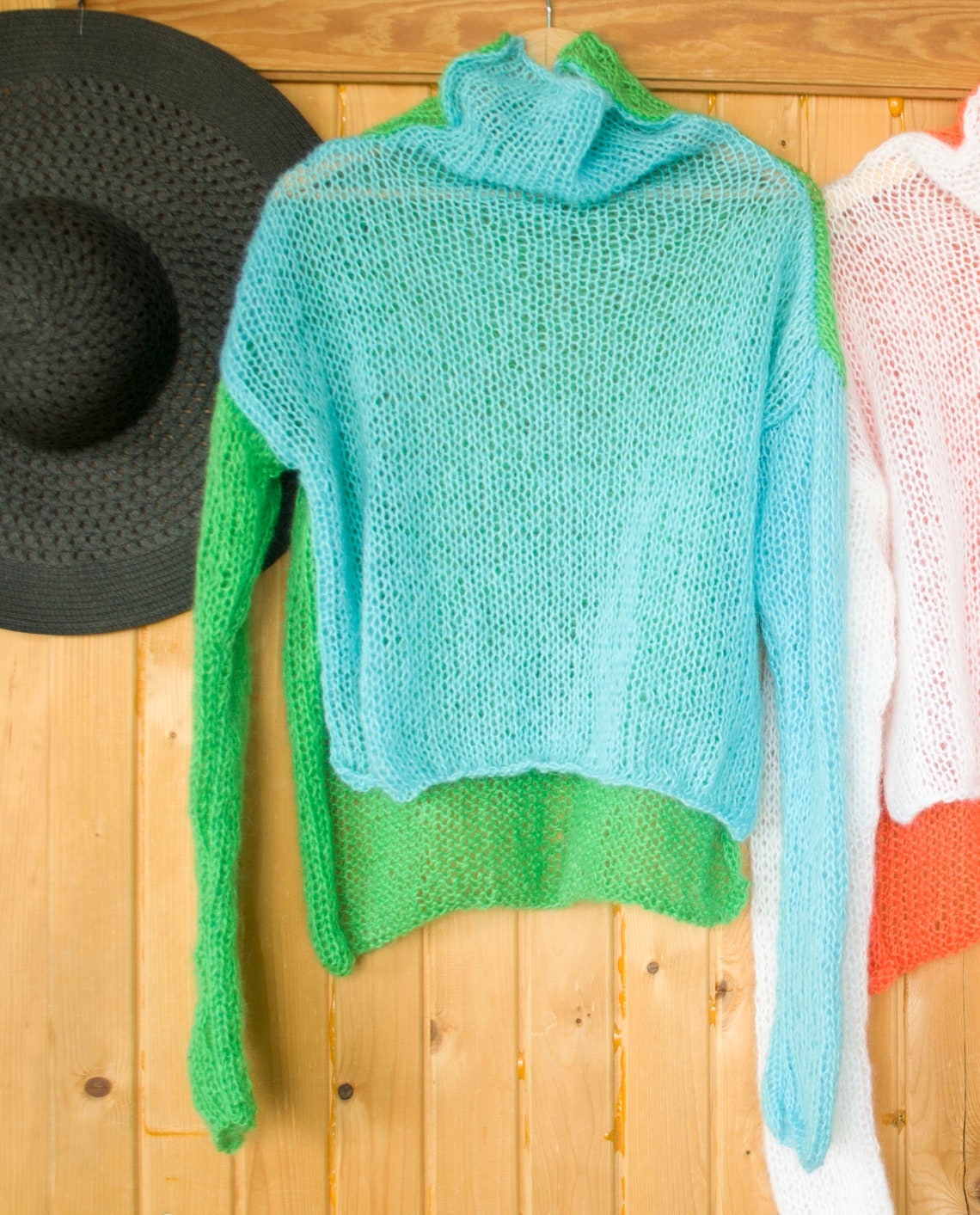 Two Color Mohair Sweater Boho Fall Sweater Mohair Jumper Etsy