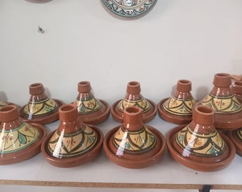 Pentola per tajine marocchina fatta a mano - Tajine tradizionale in ceramica con coperchio conico